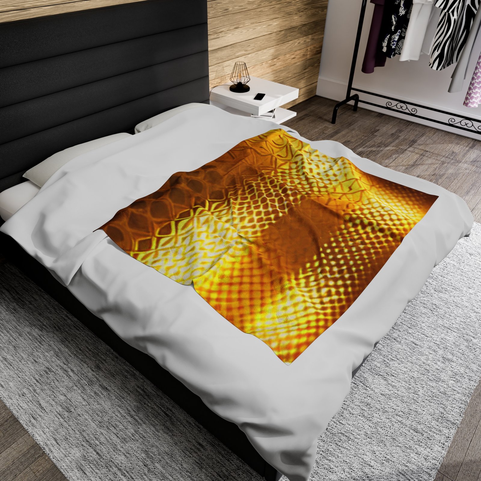 Gold Patterned Beautiful Cozy Velveteen Plush Blanket - Image 12