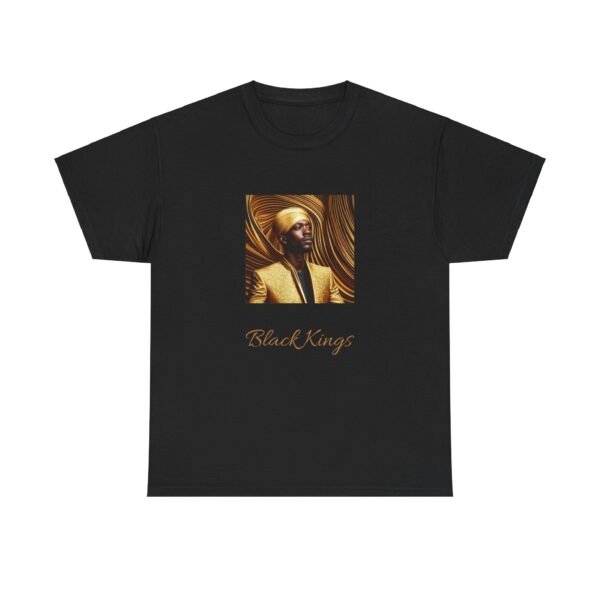 Black King with Gold Apparel and background Head Dress Heavy Cotton Tee - Image 5