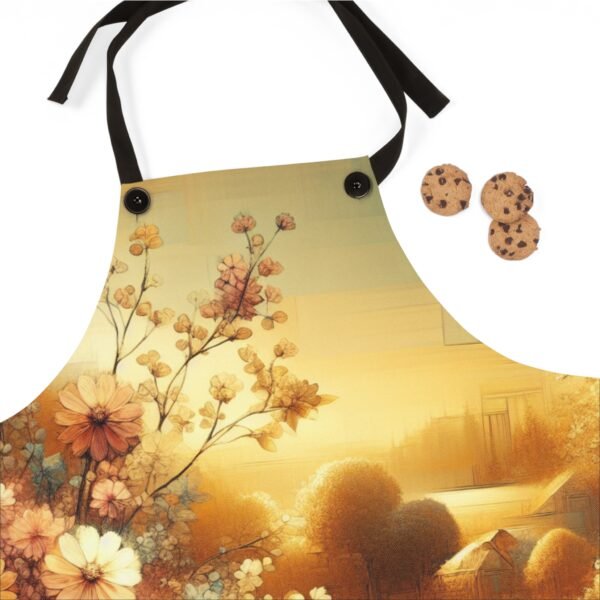Golden Sunrise with Beautiful Gold Floral Rustic Flowers and Leaves Apron (AOP) - Image 4