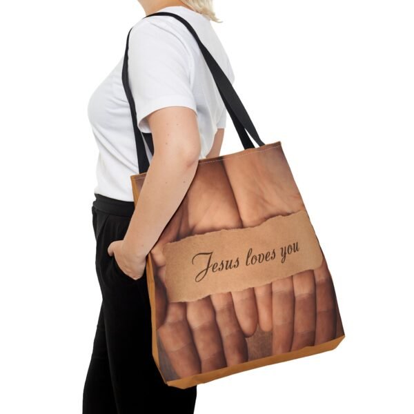 Jesus Loves You Gym, Work, Grocery, Library, Diaper, Gift Tote Bag (AOP) - Image 2