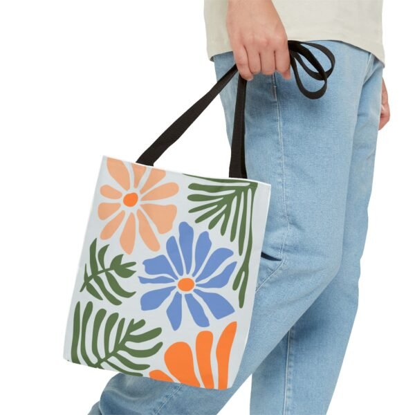 Colorful Flower and Leaves Gym, Work, Grocery, Library, Diaper, Gift Tote Bag (AOP) - Image 3