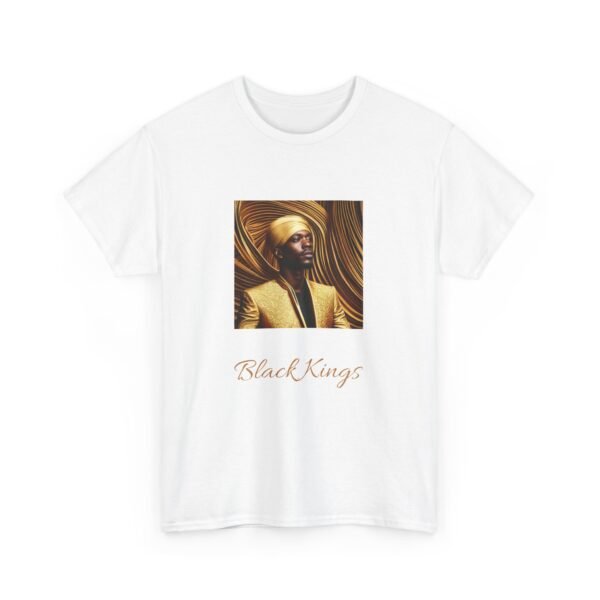 Black King with Gold Apparel and background Head Dress Heavy Cotton Tee - Image 11