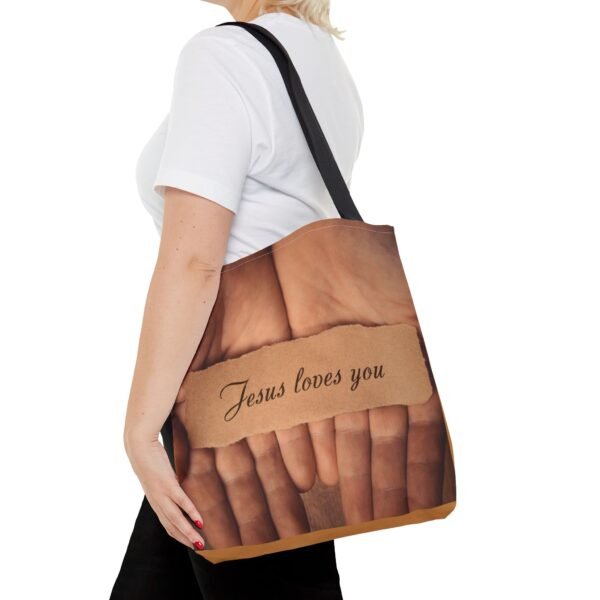 Jesus Loves You Gym, Work, Grocery, Library, Diaper, Gift Tote Bag (AOP) - Image 7