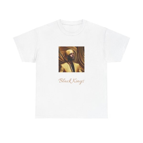 Black King with Gold Apparel and background Head Dress Heavy Cotton Tee - Image 9