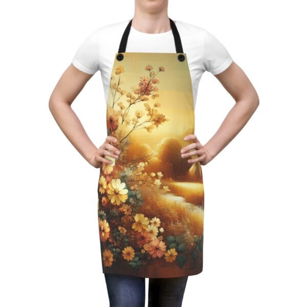 Golden Sunrise with Beautiful Gold Floral Rustic Flowers and Leaves Apron (AOP)
