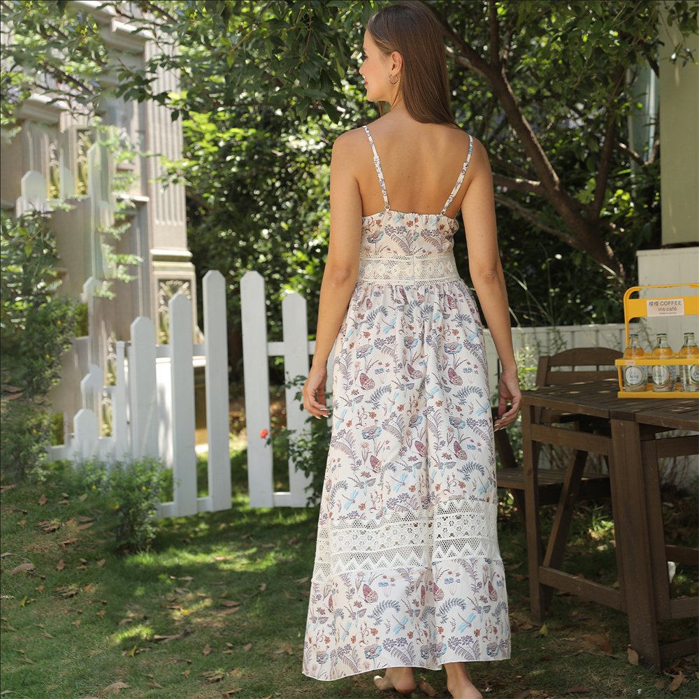 Women's Sleeveless Suspender Floral Dress - Image 8