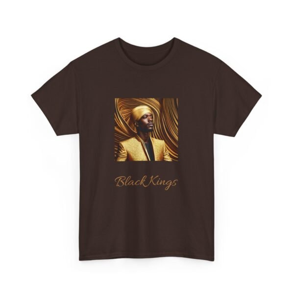 Black King with Gold Apparel and background Head Dress Heavy Cotton Tee - Image 15