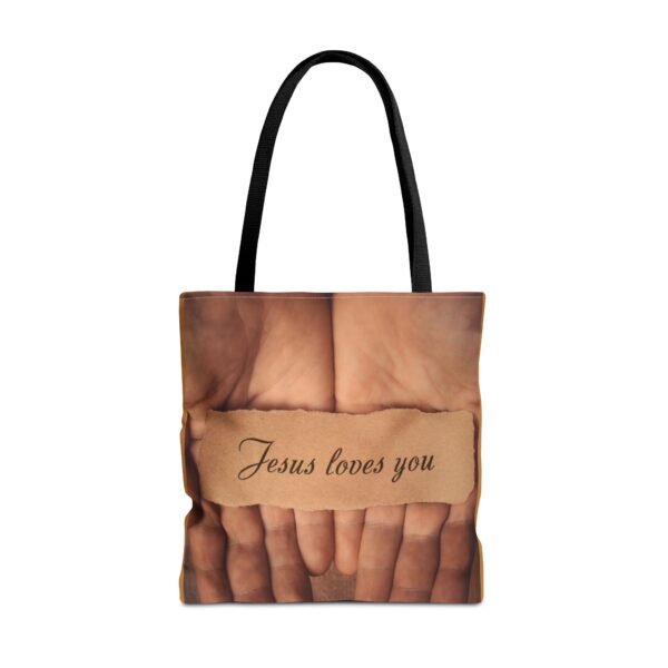 Jesus Loves You Gym, Work, Grocery, Library, Diaper, Gift Tote Bag (AOP) - Image 3