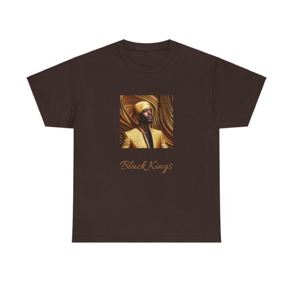 Black King with Gold Apparel and background Head Dress Heavy Cotton Tee - Image 13