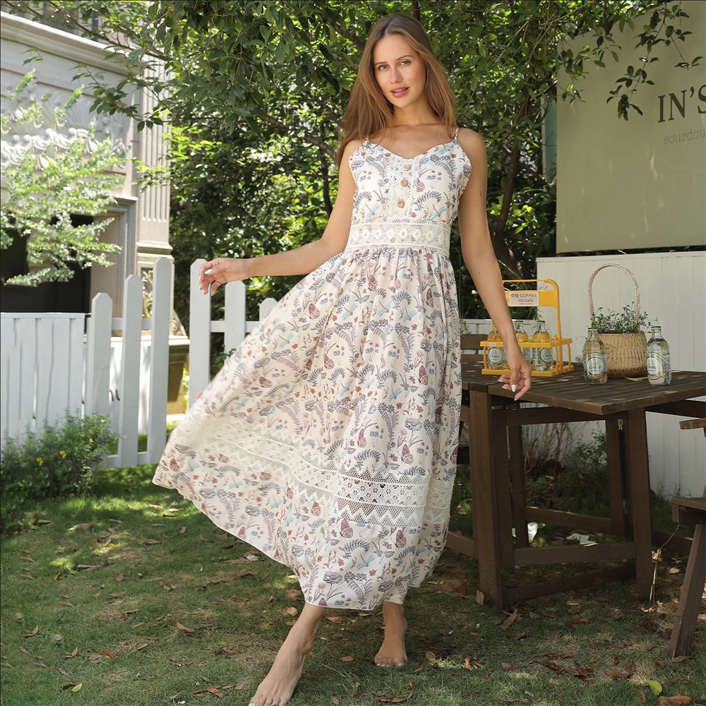 Women's Sleeveless Suspender Floral Dress - Image 2