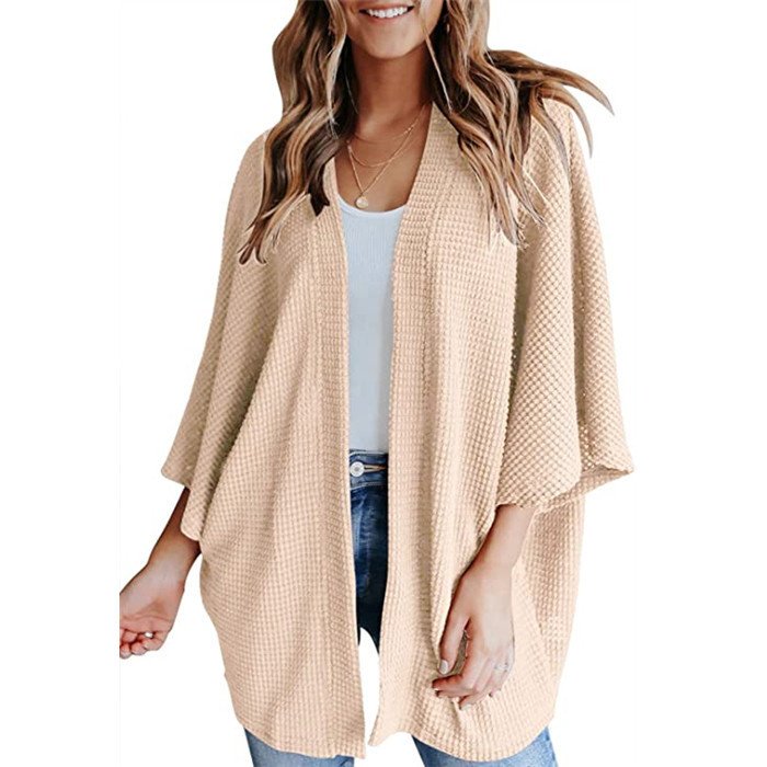 Bat Sleeve Waffle Gerson Women's Cardigan - Image 6