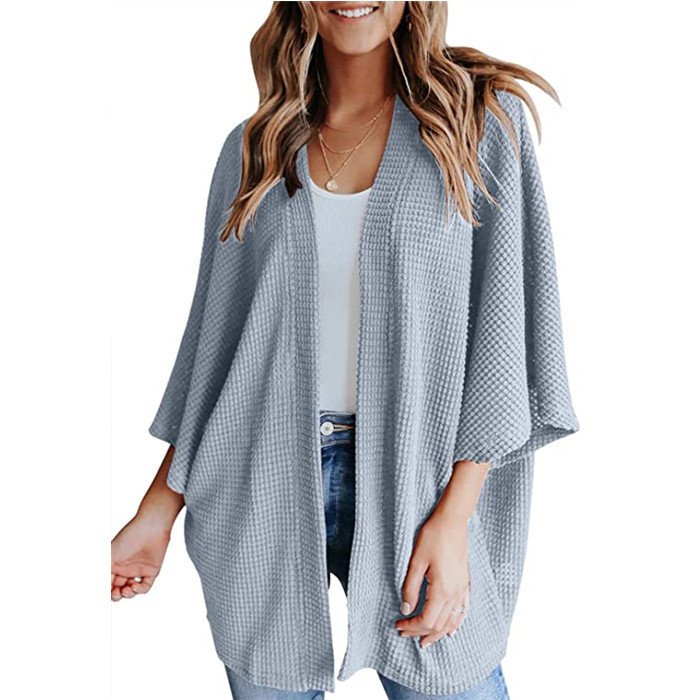Bat Sleeve Waffle Gerson Women's Cardigan - Image 9