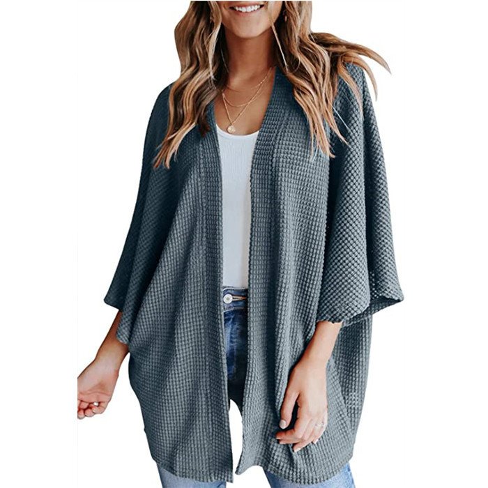 Bat Sleeve Waffle Gerson Women's Cardigan - Image 7