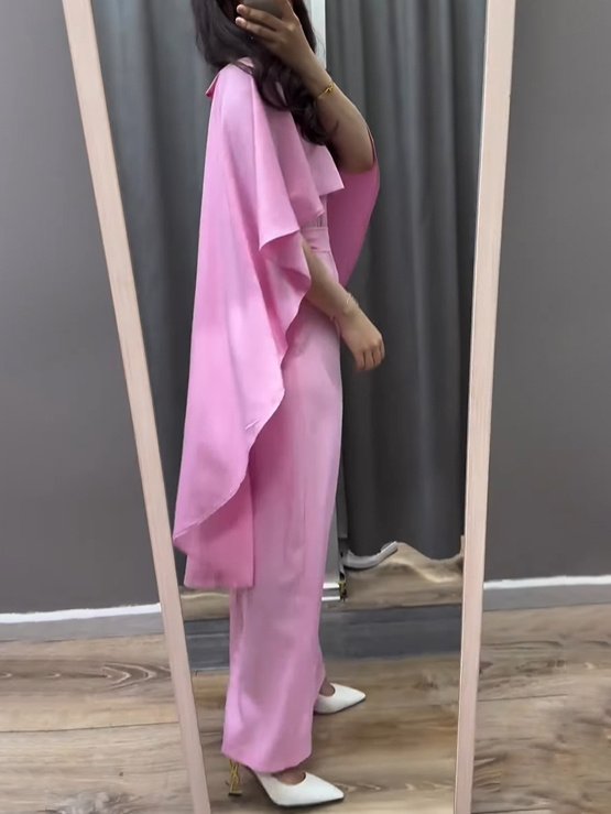 Solid Color Puffy Evening Dress - Image 2