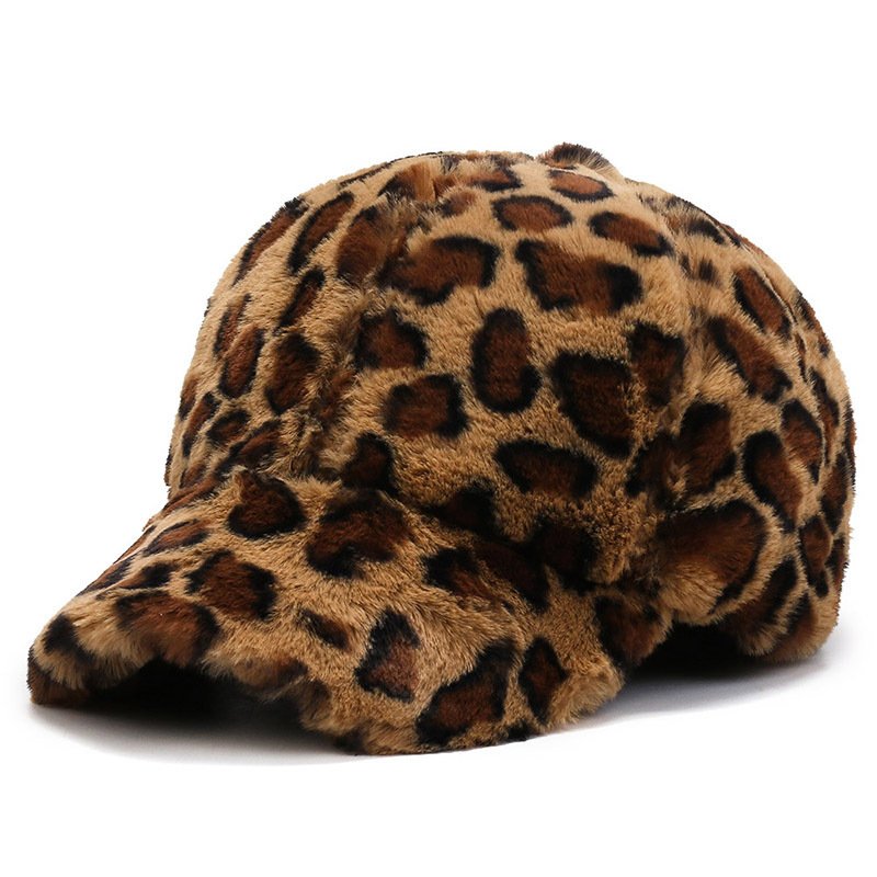 Fashion Leopard Fleece Baseball All-matching Peaked Cap - Image 5