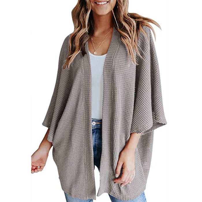 Bat Sleeve Waffle Gerson Women's Cardigan - Image 4