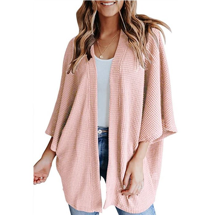 Bat Sleeve Waffle Gerson Women's Cardigan - Image 5