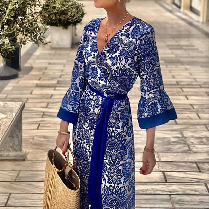 Fashion Temperament Printed Bohemian Mid-length Dress - Image 3