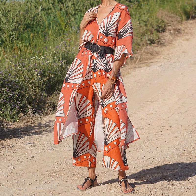 Fashionable Print Shirt Straight-leg Pants Two-piece Suit - Image 6