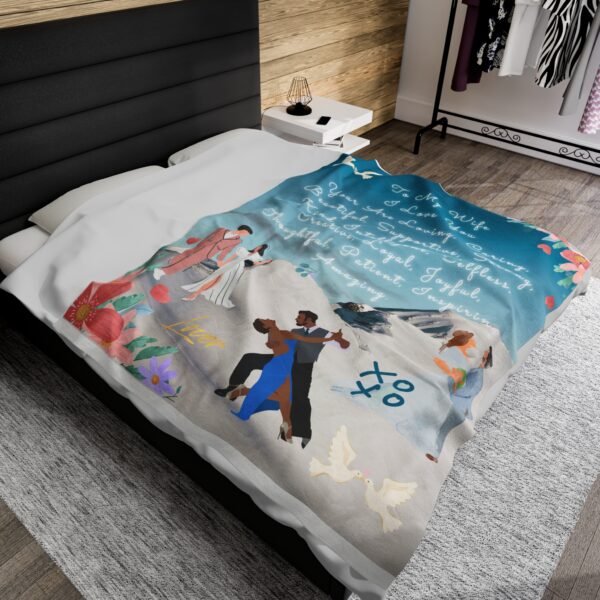 To My Wife Scenery I Love You Velveteen Plush Blanket - Image 2