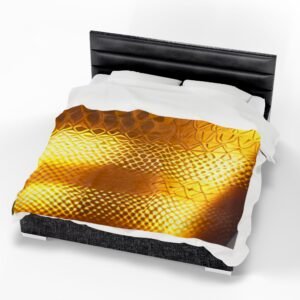 Gold Patterned Beautiful Cozy Velveteen Plush Blanket