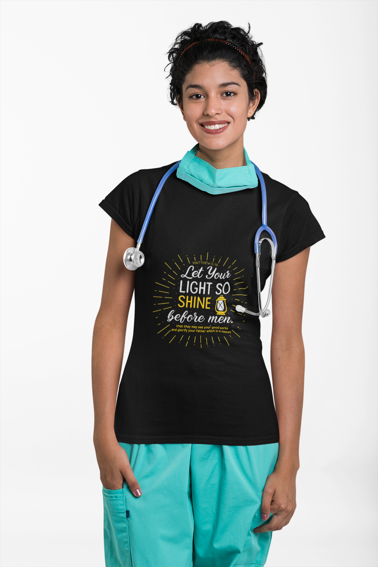 Mathew 5:16 Let Your Light Shine Before Men Christian Tshirt - Image 2