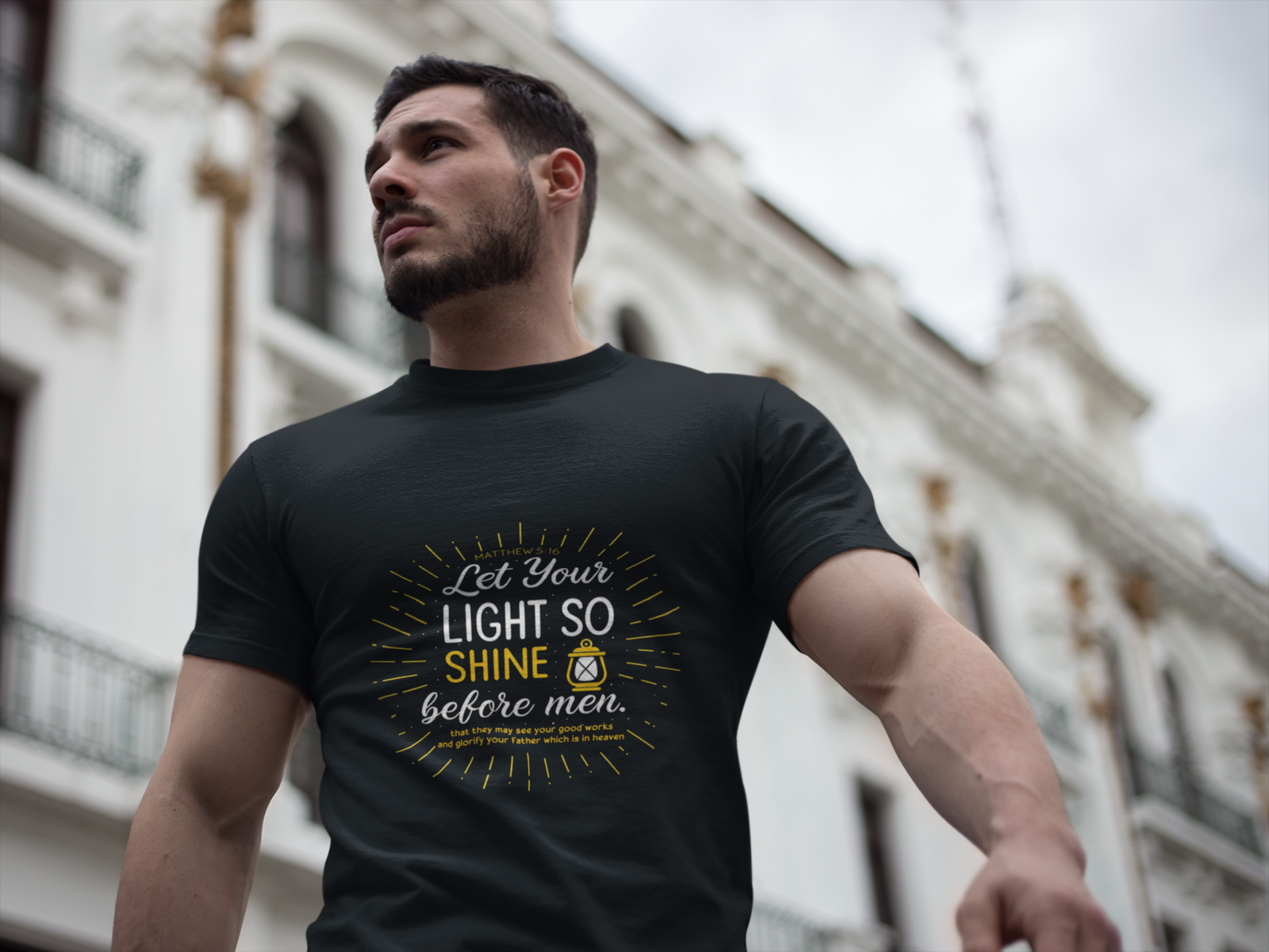 Mathew 5:16 Let Your Light Shine Before Men Christian Tshirt - Image 3