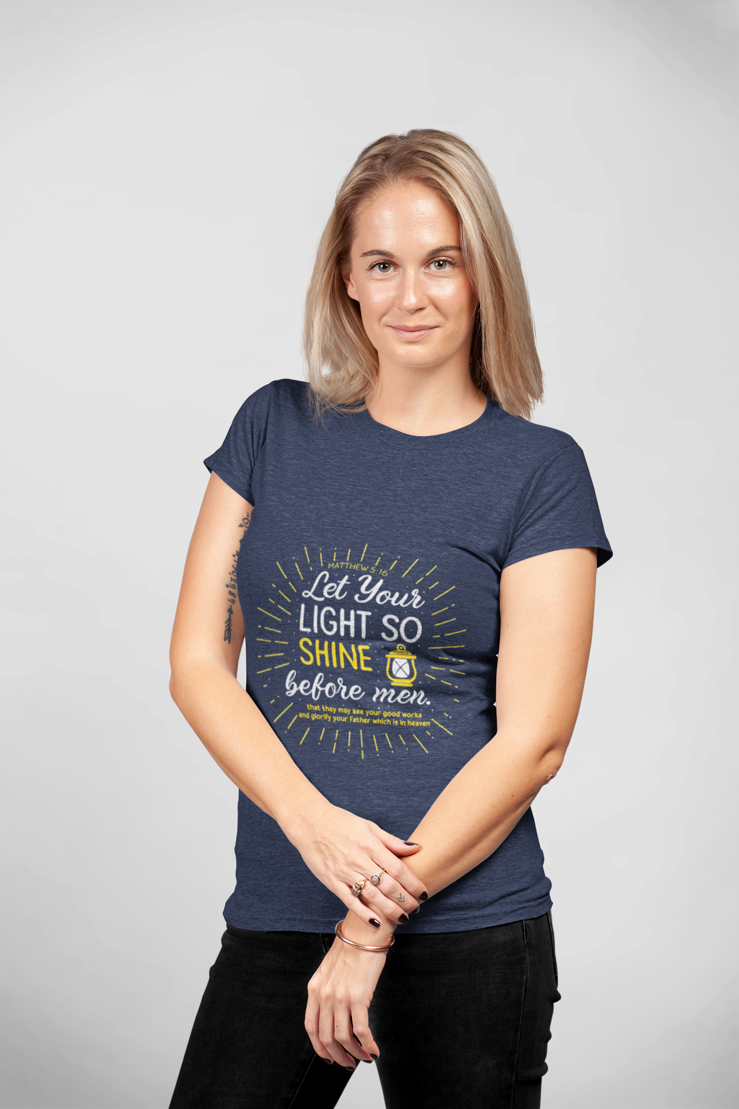 Mathew 5:16 Let Your Light Shine Before Men Christian Tshirt - Image 21