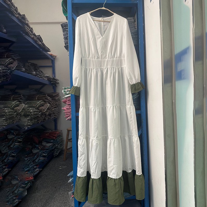 Women's Long Sleeve Maxi Dress V Neck Flowy Swing Ruffle Tiered Fall Casual Dresses - Image 2