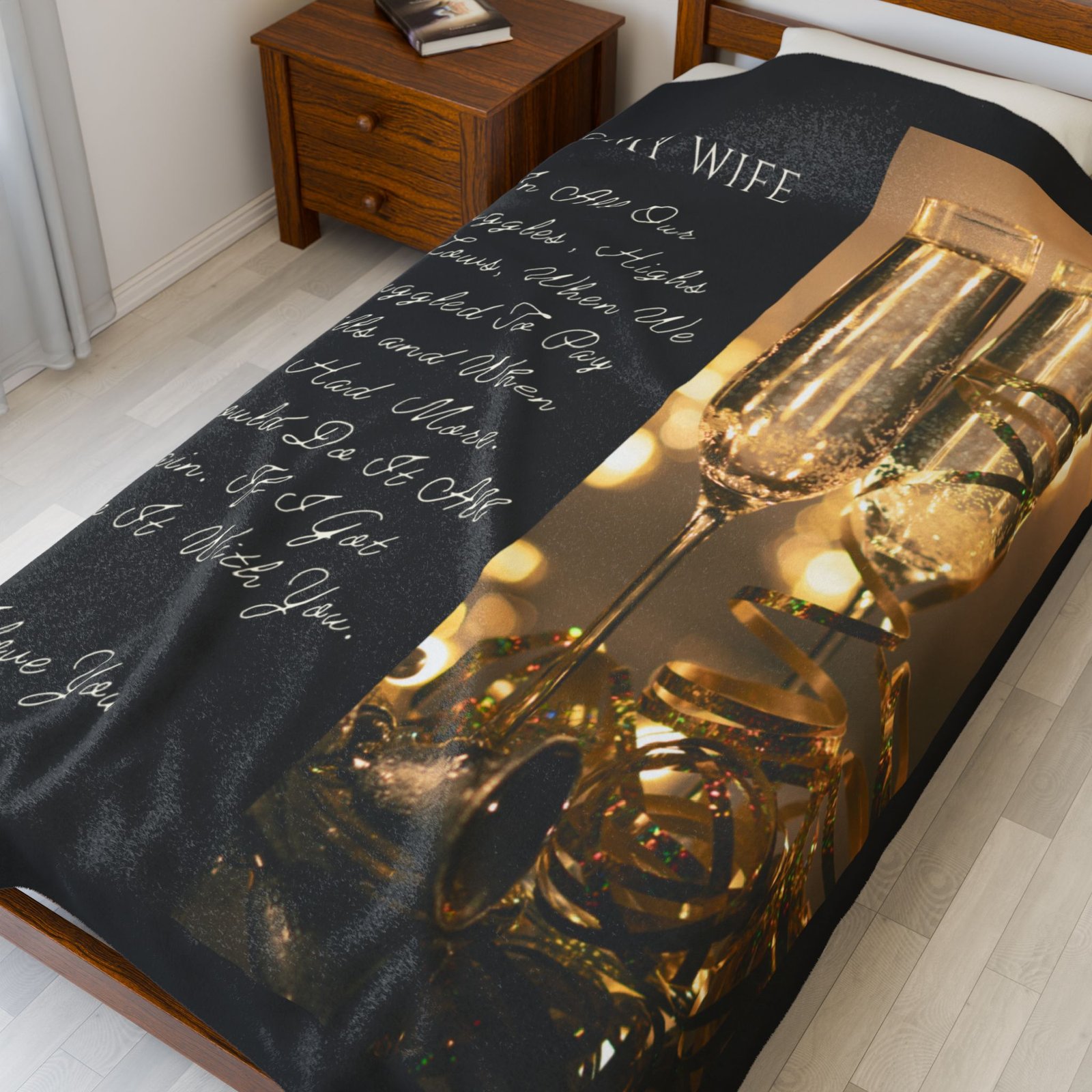 To My Wife. I Only Want To Do Life With You Velveteen Plush Blanket.