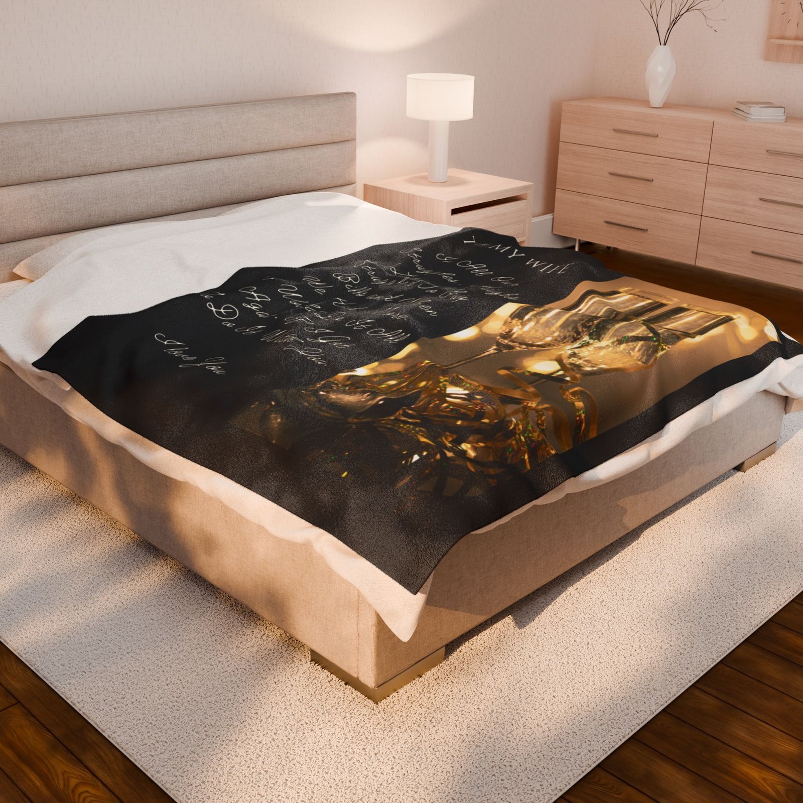 To My Wife. I Only Want To Do Life With You Velveteen Plush Blanket. - Image 4