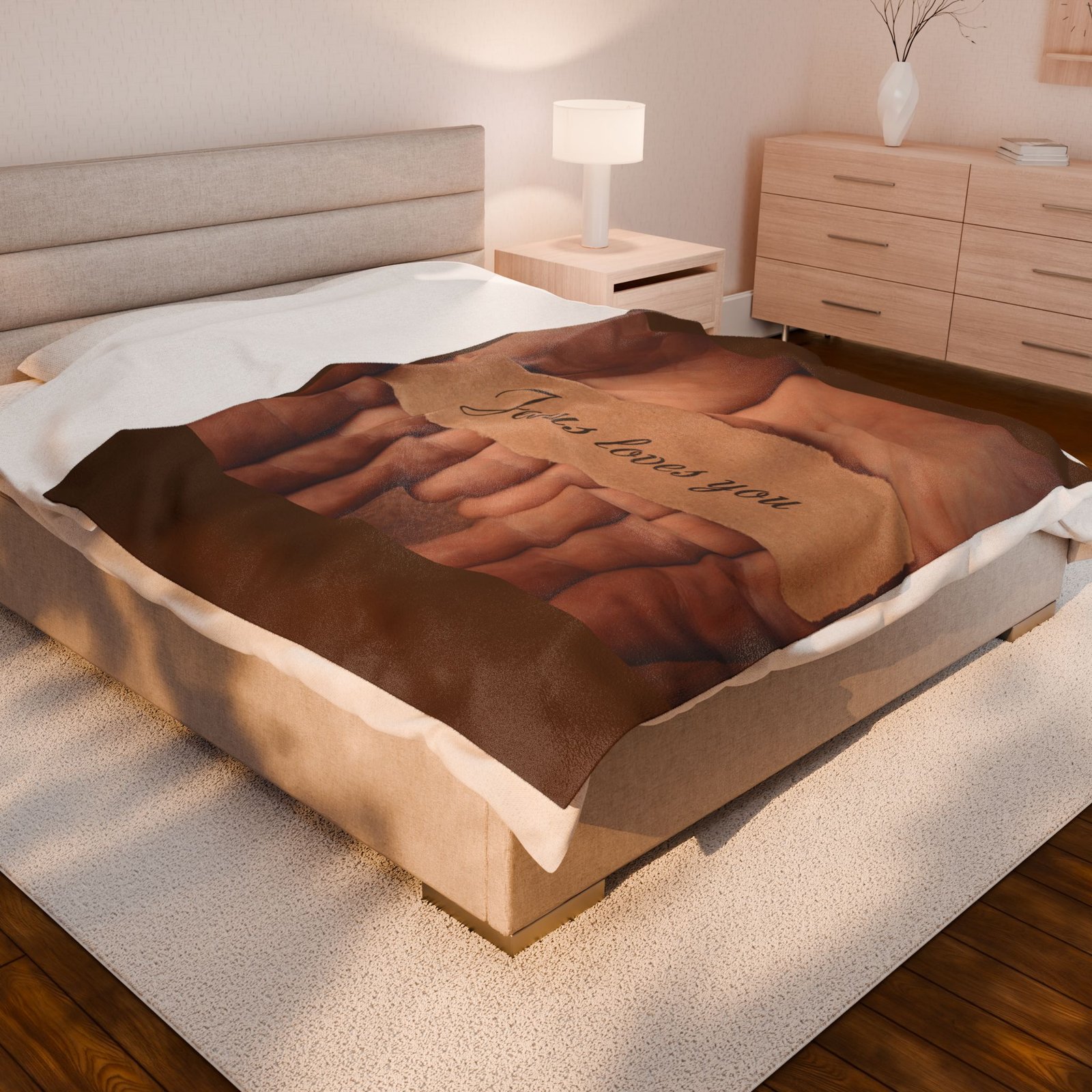 Jesus Loves You Stunning Design Velveteen Plush Blanket. - Image 4