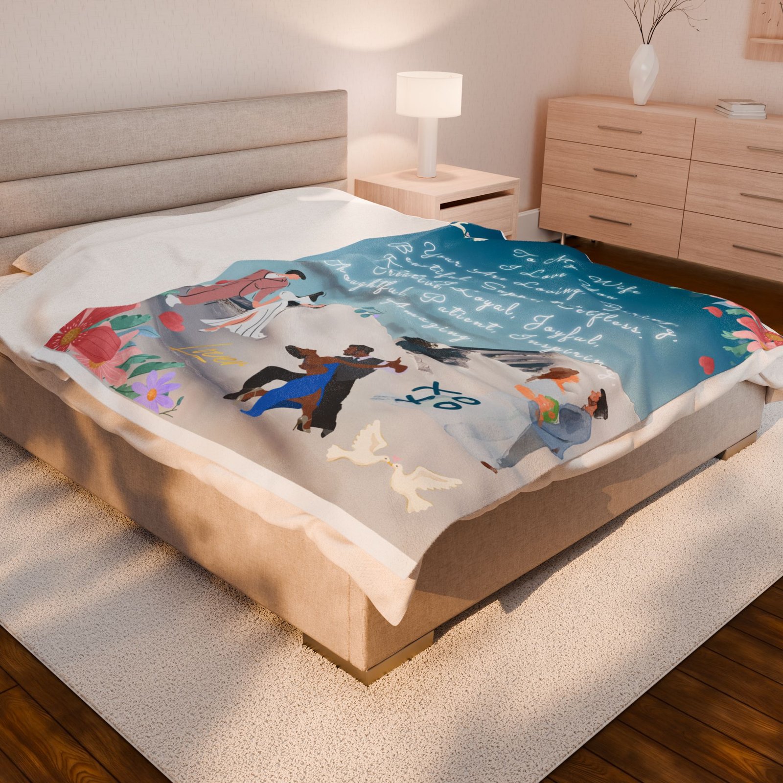 To My Wife Scenery I Love You Velveteen Plush Blanket - Image 2