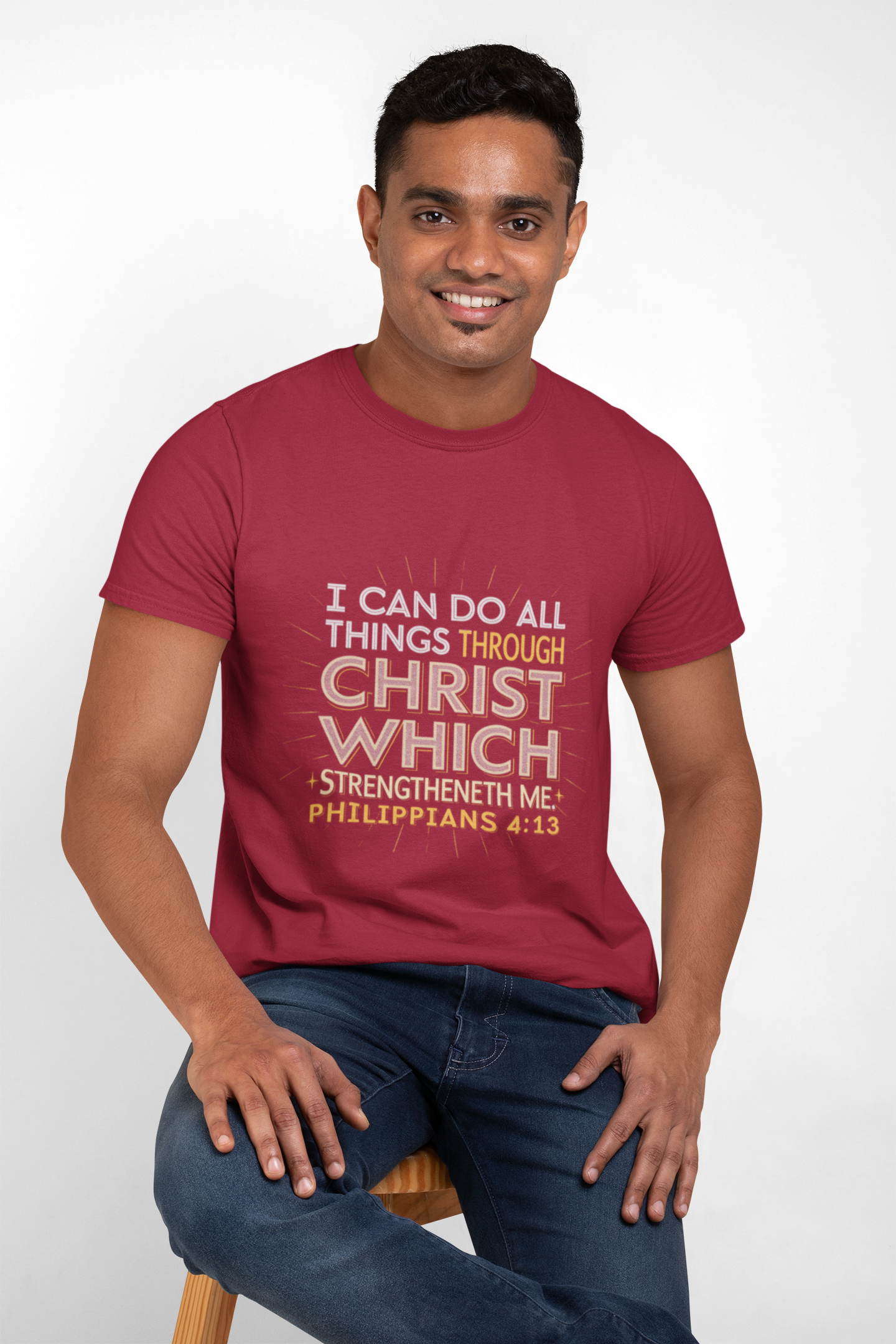 I Can Do All Things Through Christ Who 'Gives Me Strength Philippians 4:13 Christian Tshirt - Image 2