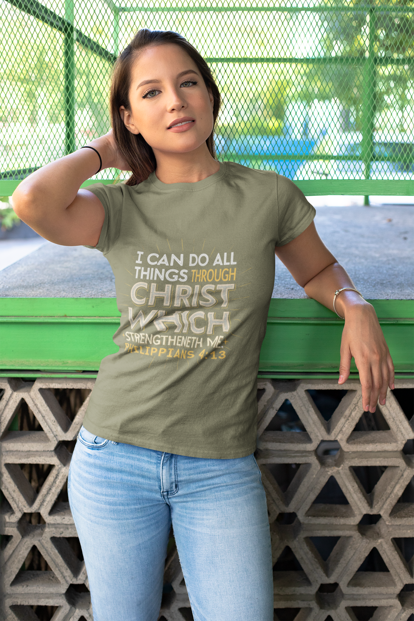 I Can Do All Things Through Christ Who 'Gives Me Strength Philippians 4:13 Christian Tshirt - Image 6