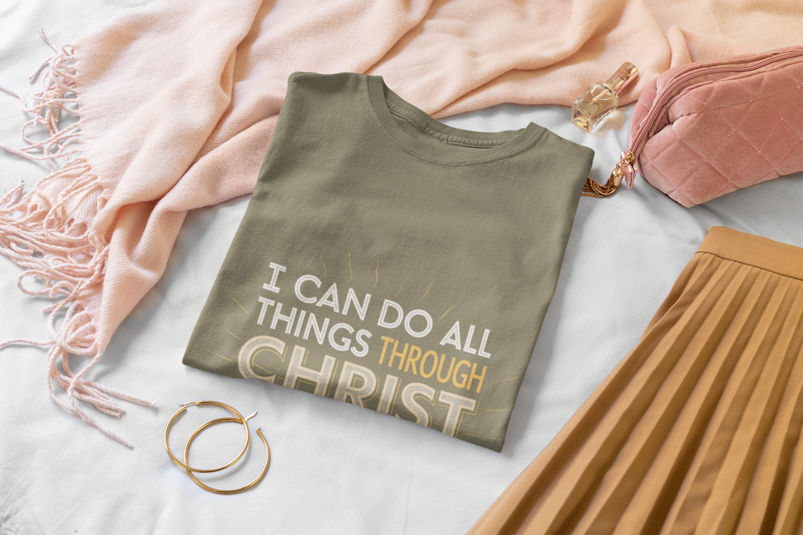 I Can Do All Things Through Christ Who 'Gives Me Strength Philippians 4:13 Christian Tshirt - Image 7