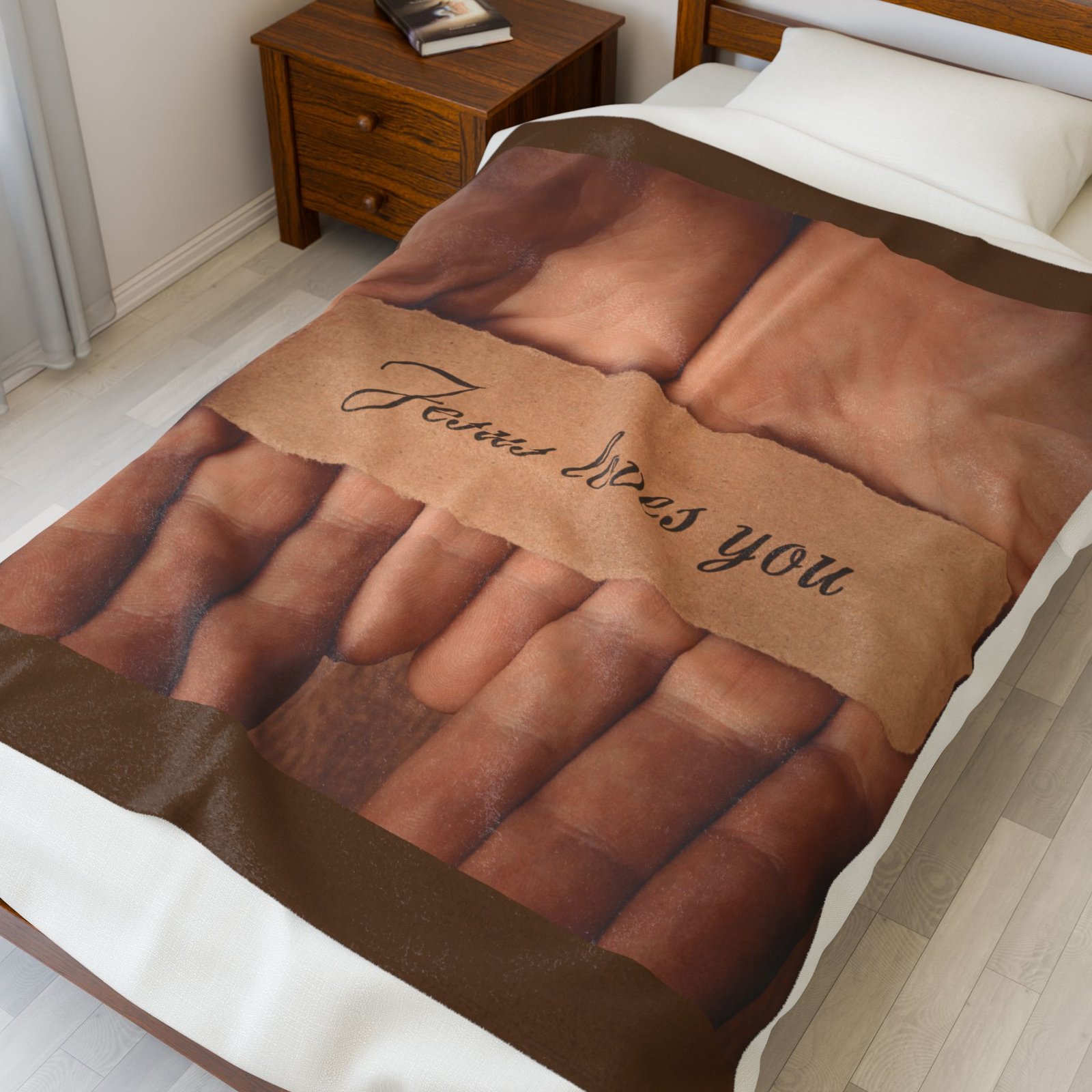 Jesus Loves You Stunning Design Velveteen Plush Blanket. - Image 11
