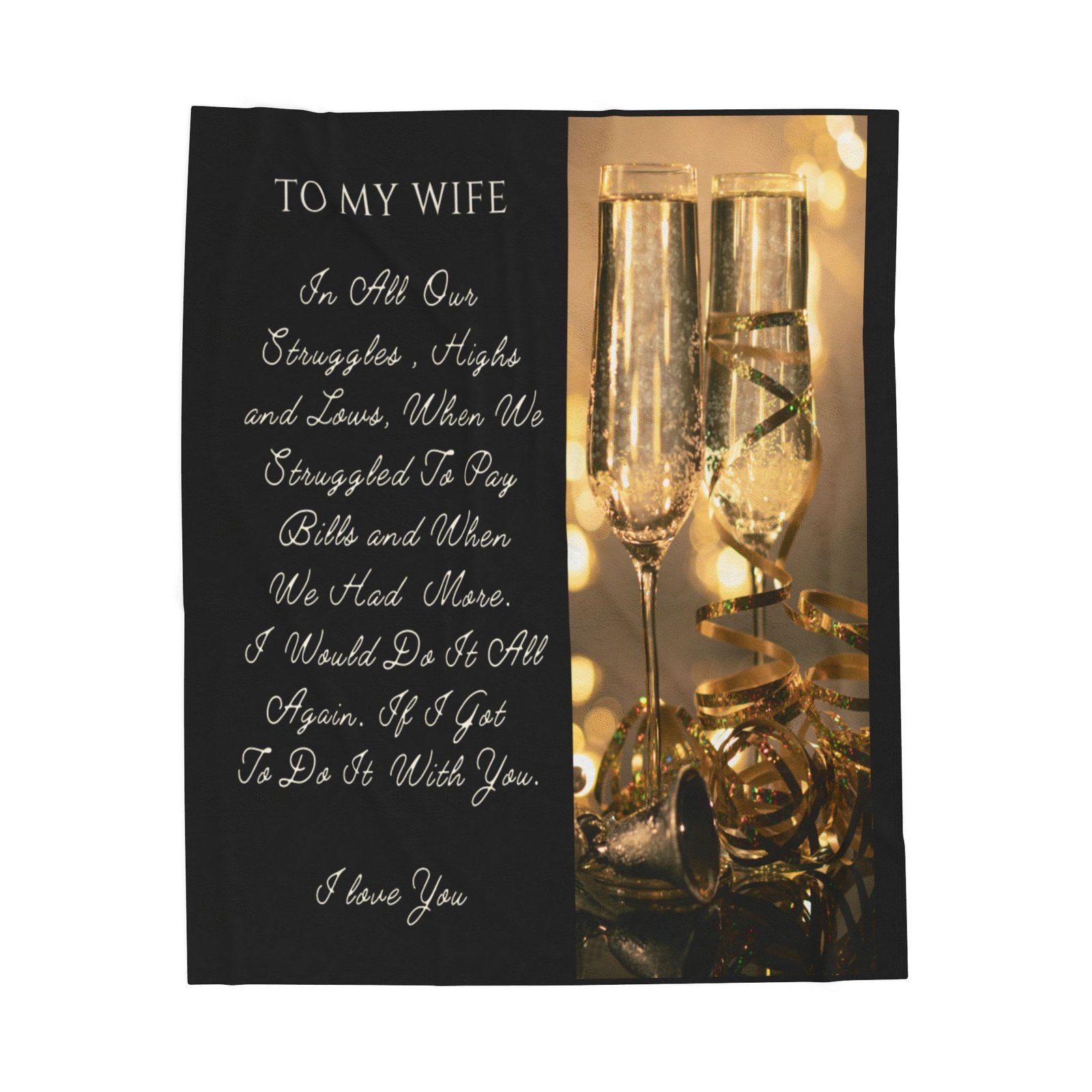 To My Wife. I Only Want To Do Life With You Velveteen Plush Blanket. - Image 9