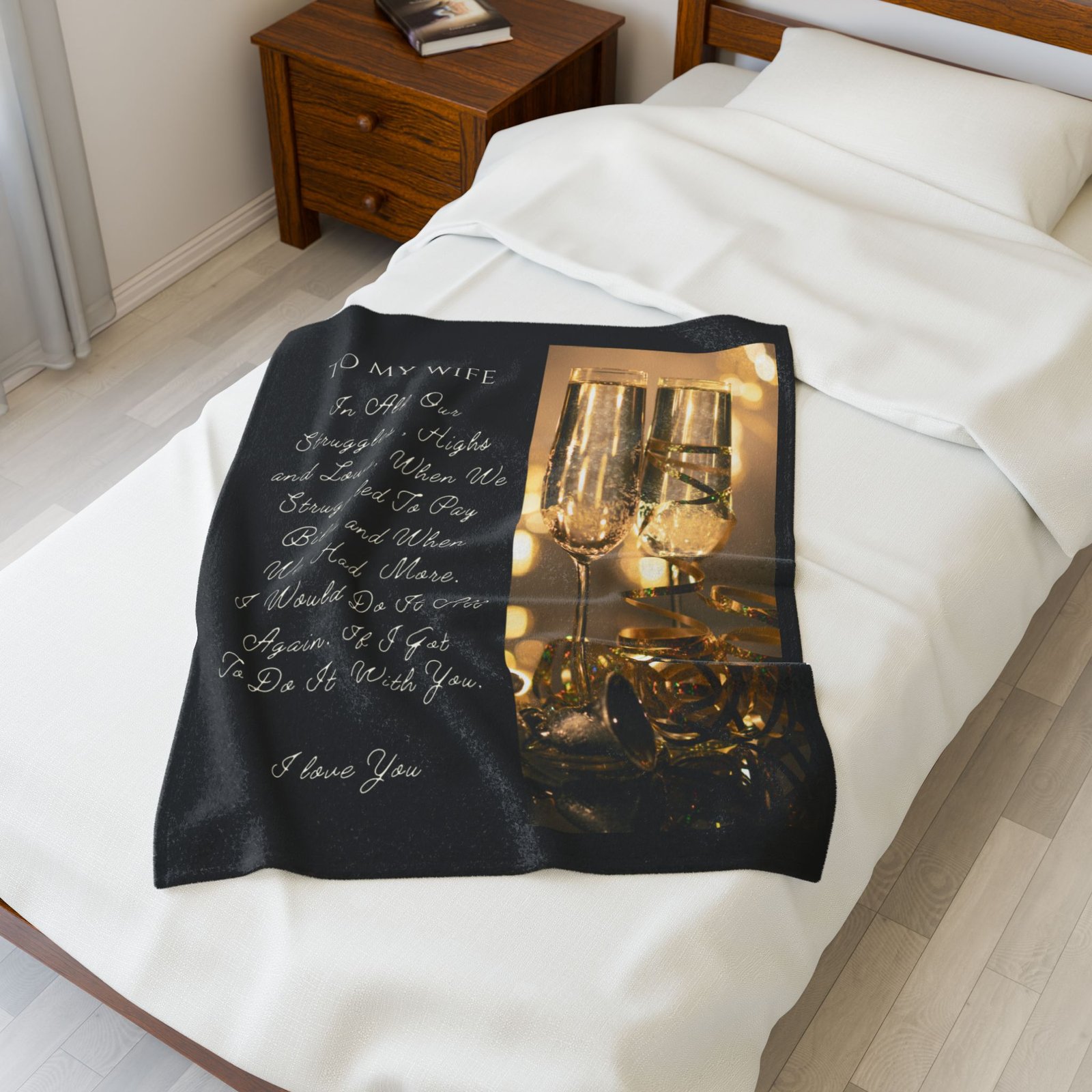 To My Wife. I Only Want To Do Life With You Velveteen Plush Blanket. - Image 7