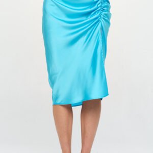 Midi Scrunch Slit Satin Skirt