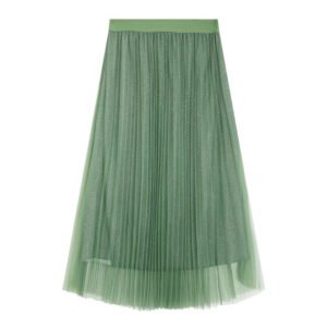 Local Delivery Contrast Mesh Women Skirts Autumn Mid Waist Casual Female Skirt